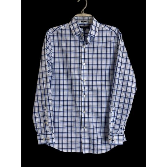 Banana Republic Shirt Men Size Medium Cotton Blue Plaid Long Sleeve Button Down - Picture 1 of 8